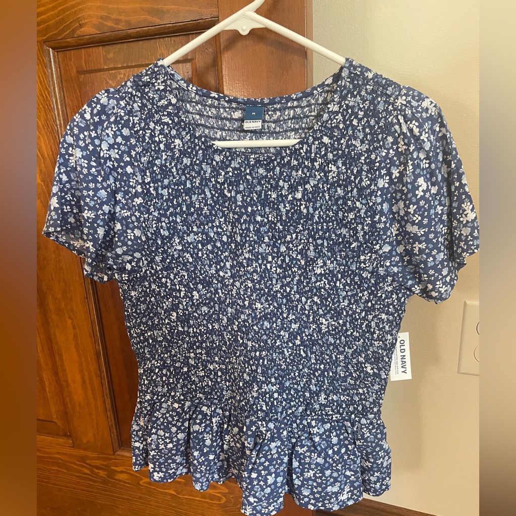 Old Navy Smocked Blue Blouse